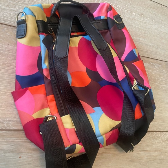Poaba anti theft backpack - color block pattern  - hidden pockets - Picture 3 of 6